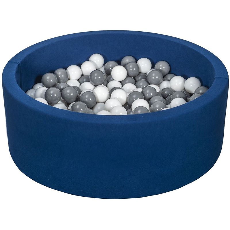 Piscine À Balles Aire De Jeu + 300 Balles Bleu Marine Blanc,Gris