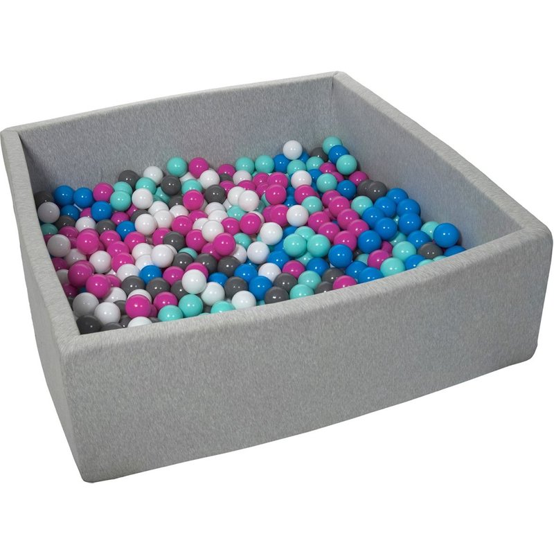 Piscine À Balles Pour Enfant, 20x120 Cm, Aire De Jeu + 600 Balles Blanc, Bleu, Rose, Gris, Turquoise