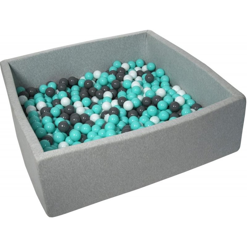 Piscine À Balles Pour Enfant, 120x120 Cm, Aire De Jeu + 600 Balles Blanc, Gris, Turquoise