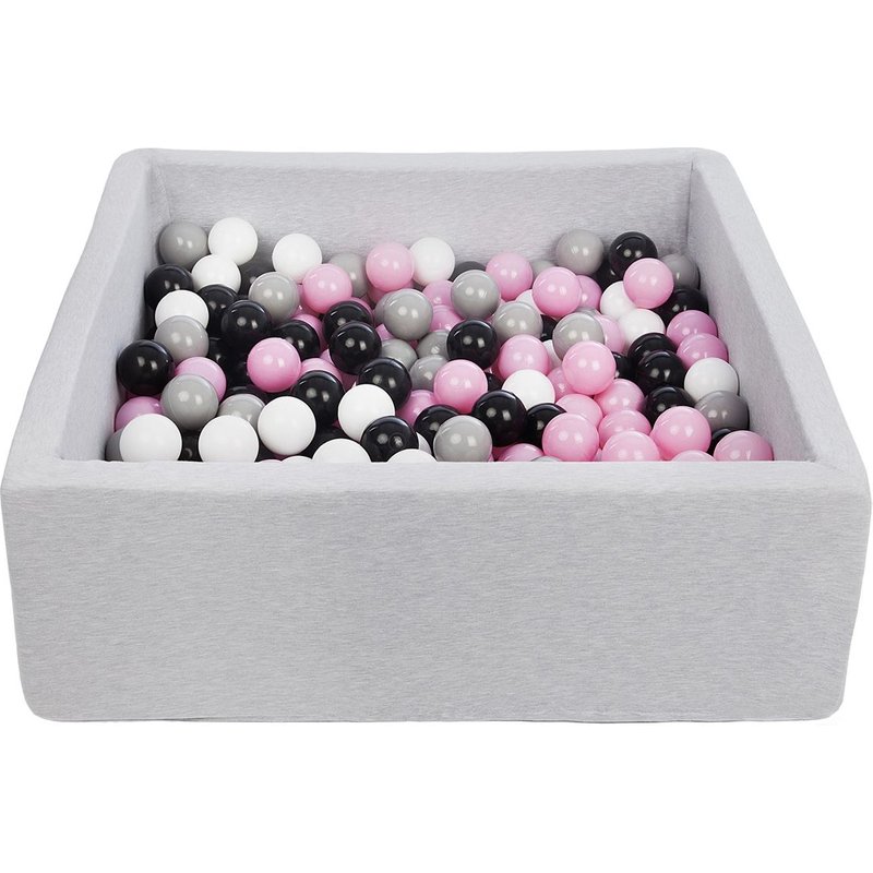 Piscine À Balles Pour Enfant, 90x90 Cm, Aire De Jeu + 300 Balles Noir,Blanc,Rose Clair,Gris