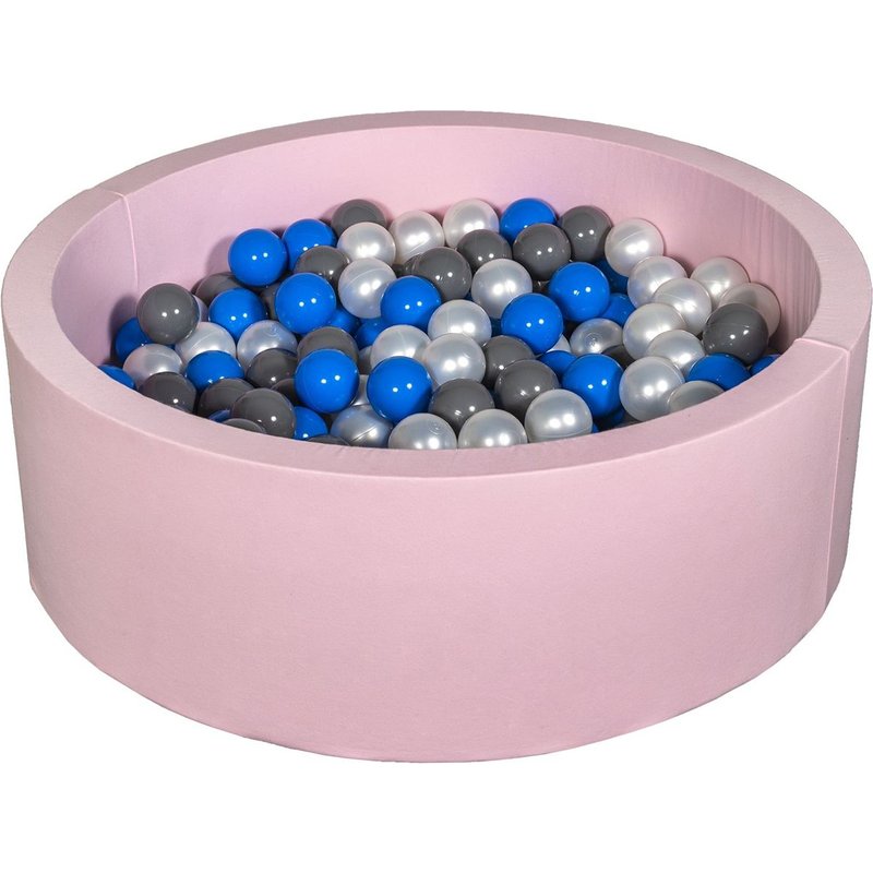 Piscine À Balles Aire De Jeu + 200 Balles Rose Perle, Bleu, Gris