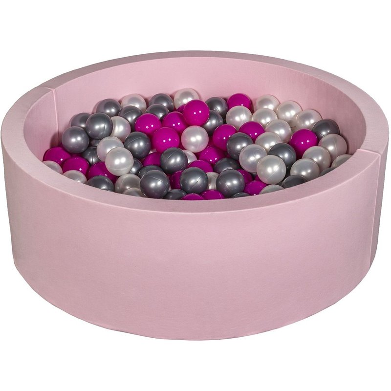 Piscine À Balles Aire De Jeu + 200 Balles Rose Perle, Rose, Argent