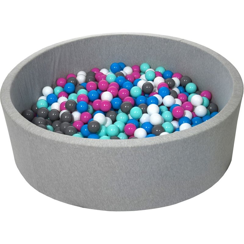 Piscine À Balles Pour Enfant, Env.125 Cm, Aire De Jeu + 600 Balles Blanc, Bleu, Rose, Turquoise