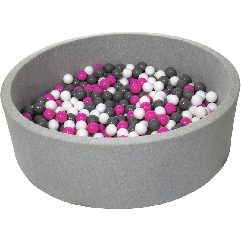 Piscine À Balles Pour Enfant, Env.125 Cm, Aire De Jeu + 600 Balles Blanc, Rose, Gris