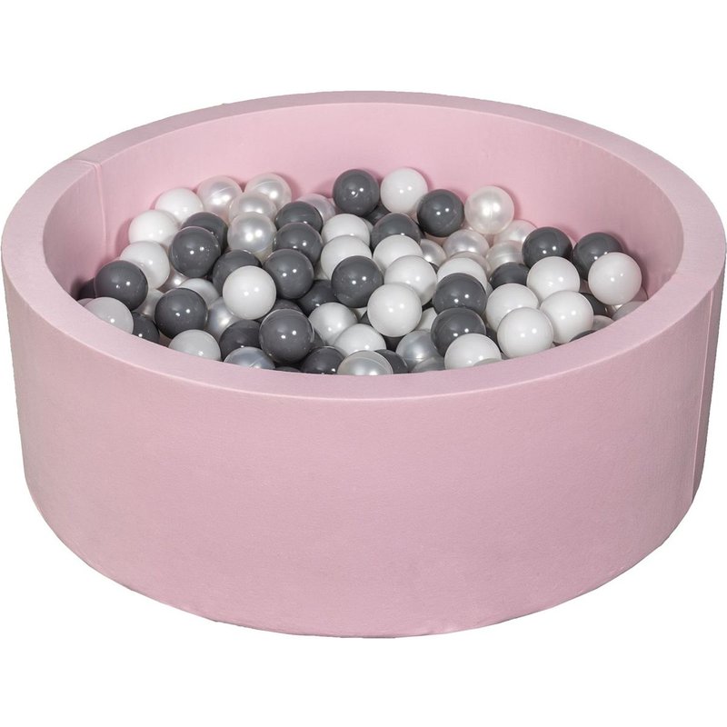 Piscine À Balles Aire De Jeu + 200 Balles Rose Blanc, Perle, Gris