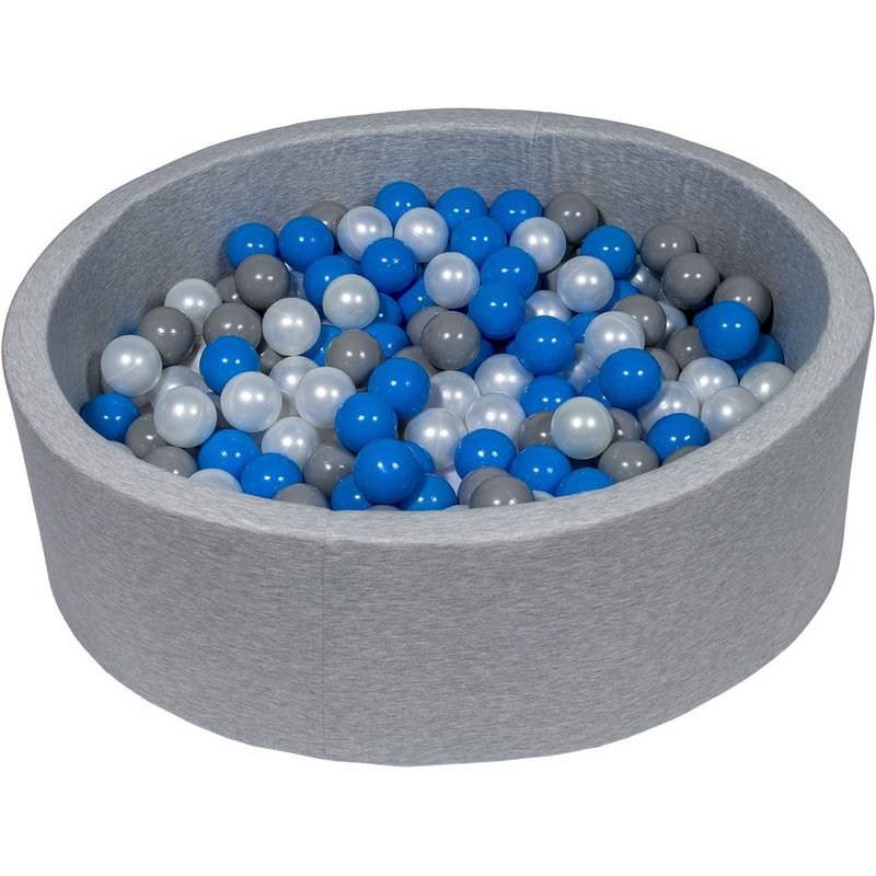 Piscine À Balles Aire De Jeu + 200 Balles Perle, Bleu, Gris