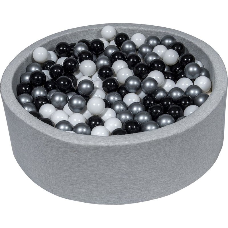 Piscine À Balles Aire De Jeu + 450 Balles Noir, Blanc, Argent