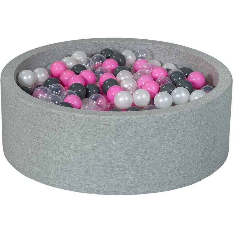 Piscine À Balles Aire De Jeu + 450 Balles Perle, Transparent, Rose Clair, Gris