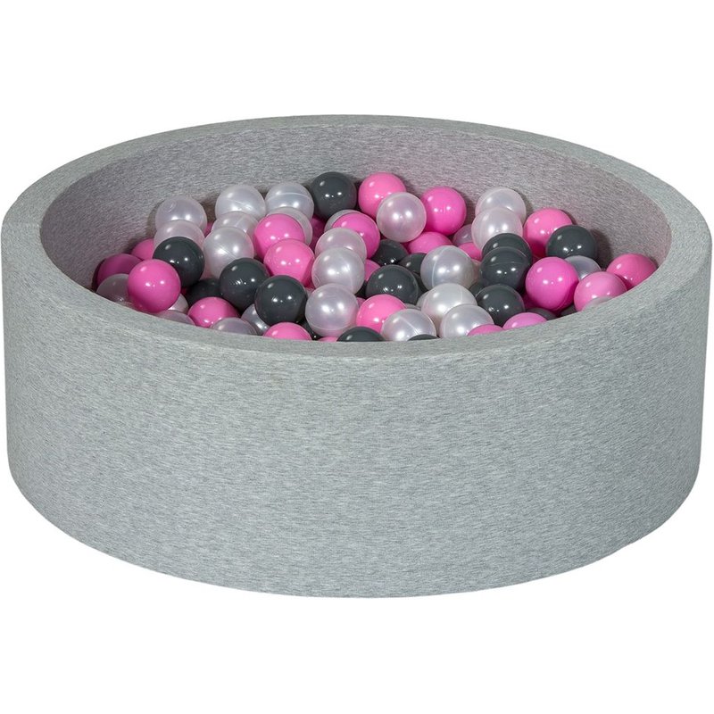 Piscine À Balles Aire De Jeu + 300 Balles Perle, Rose Clair, Gris