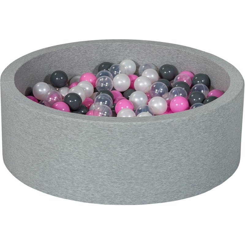 Piscine À Balles Aire De Jeu + 300 Balles Perle, Transparent, Rose Clair, Gris