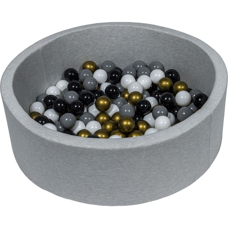 Piscine À Balles Aire De Jeu + 150 Balles Noir, Blanc, Or, Gris
