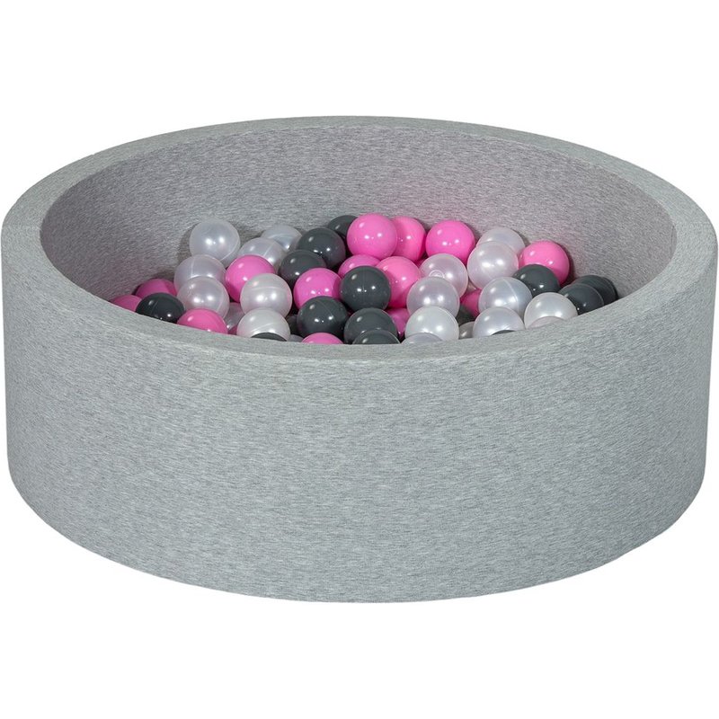 Piscine À Balles Aire De Jeu + 150 Balles Perle, Rose Clair, Gris