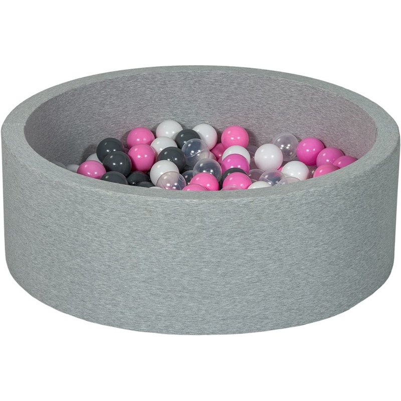 Piscine À Balles Aire De Jeu + 150 Balles Blanc, Transparent, Rose Clair, Gris
