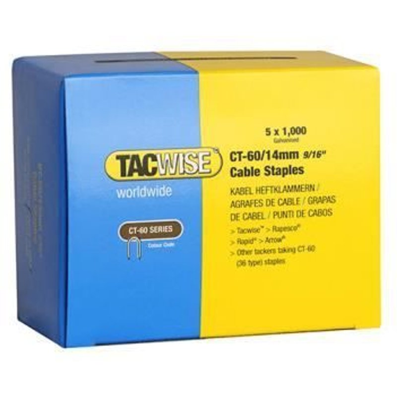 Boîte de 5000 agrafes pour câble de type CT60 L. 14 mm - TA-0356 - Tacwise