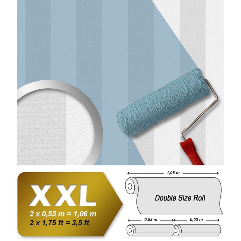 Papier peint à rayures Profhome 247612-GU papier peint intissé à peindre légèrement texturé avec des rayures mat blanc 26,5 m2