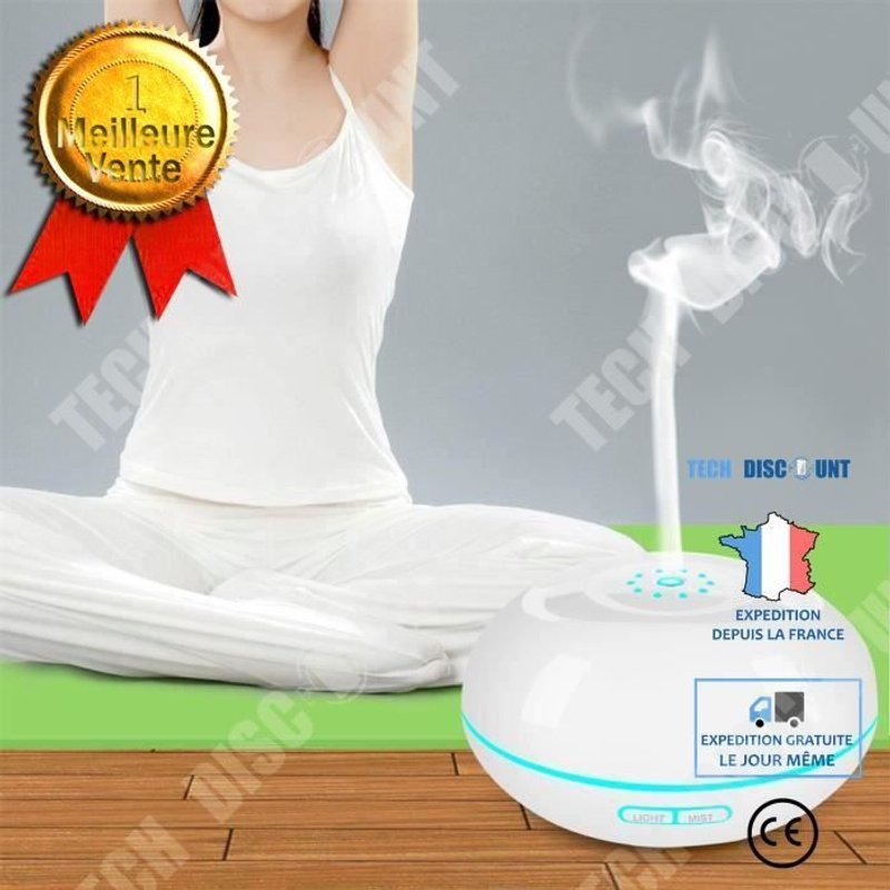 TD® HUMIDIFICATEURY 500ml ultrasons Humidificateur Purificateur LED Huile Essentielle Diffuseur 7 couleurs décoration zen