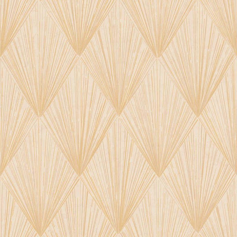 Papier peint à motifs graphiques Profhome 378643-GU papier peint intissé légèrement texturé avec un dessin graphique brillant or jaune blanc crème 5,33 m2