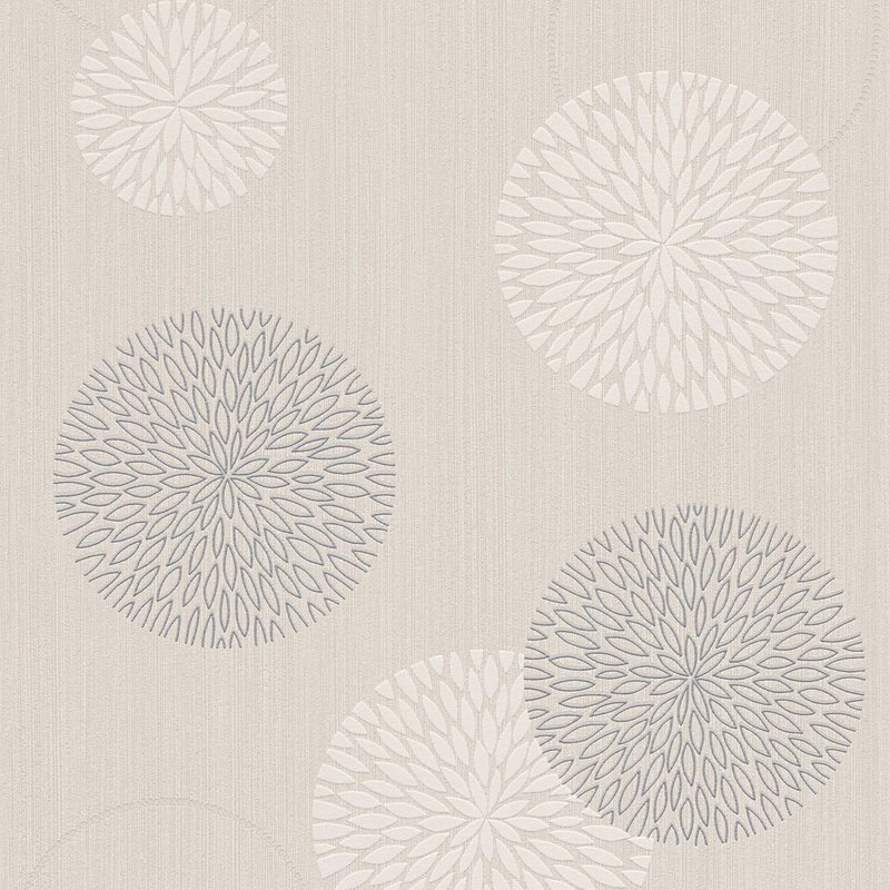 Papier peint à motifs graphiques Profhome 937912-GU papier peint intissé texturé avec un dessin graphique mat beige argent blanc crème 5,33 m2