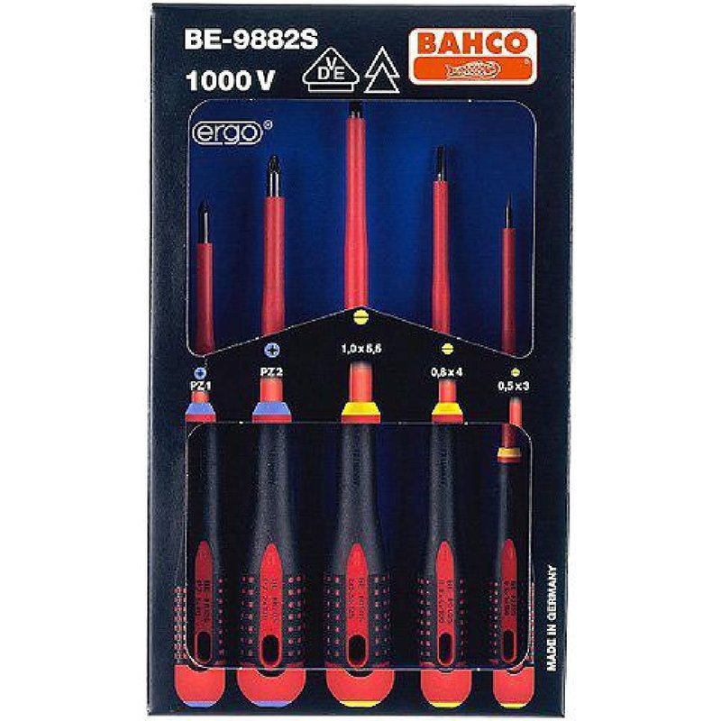 BAHCO - 5 tournevis isole cruciforme PZ et plat