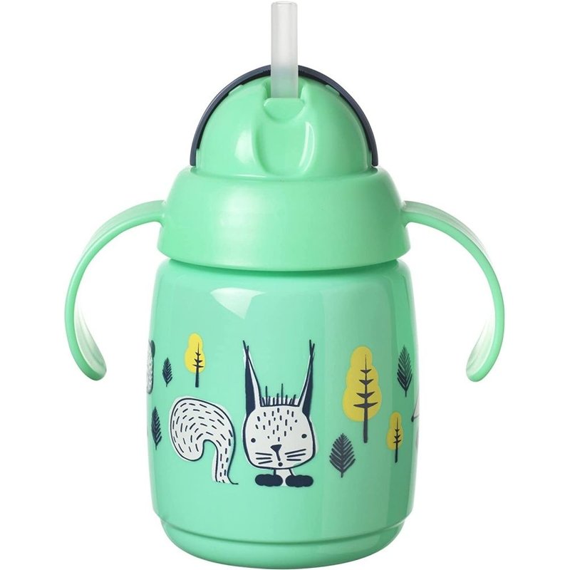 Tasse D'apprentissage À Paille 300ml 6m Déco Vert