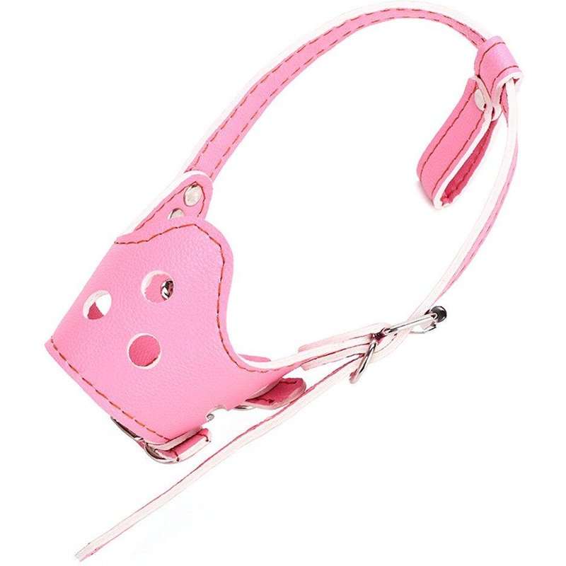 Xl - Rose - Adjustable Pu Leather Pet Dog Anti Bark Chew Safety Mouth Training Pet Prevent Biting Barking Mouth Mask Pet Mouth Mask
