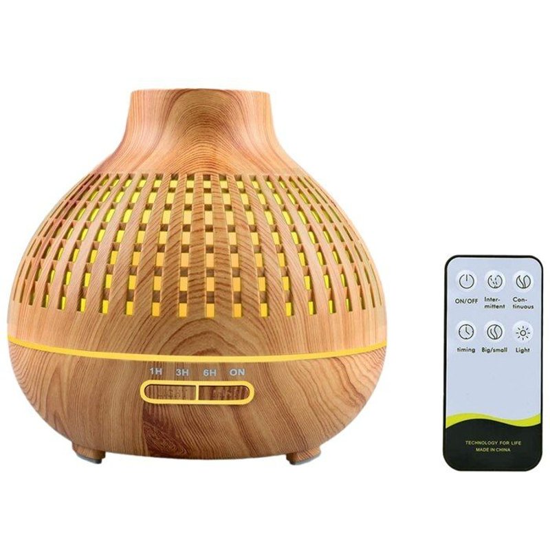 Diffuseur d'huile essentielle et d'arôme de Grain de bois avec minuterie, humidificateur à brume fraîche pour chambre à coucher, avec prise, 400 ML