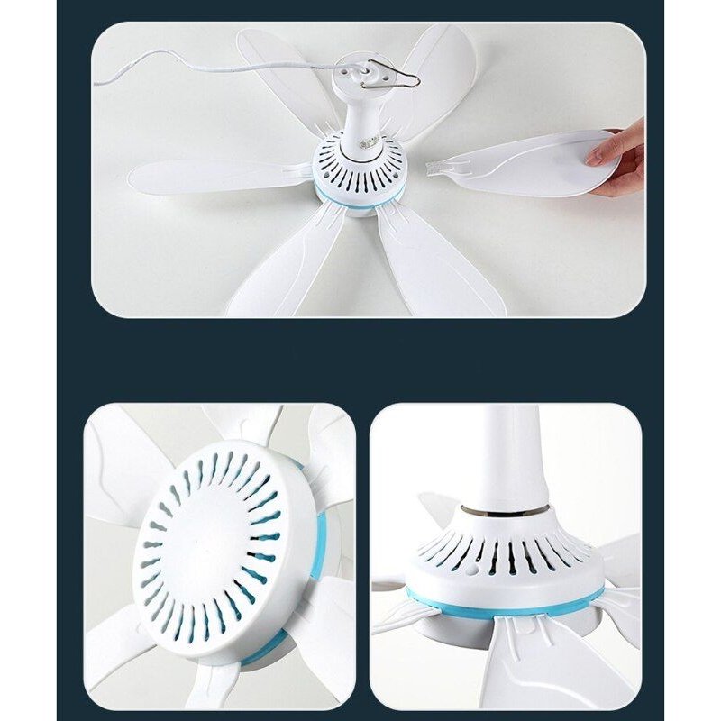 Mini ventilateur de plafond universel, 16.7 pouces, AC 220V, 10W, silencieux, avec interrupteur ON/OFF, câble de 120cm