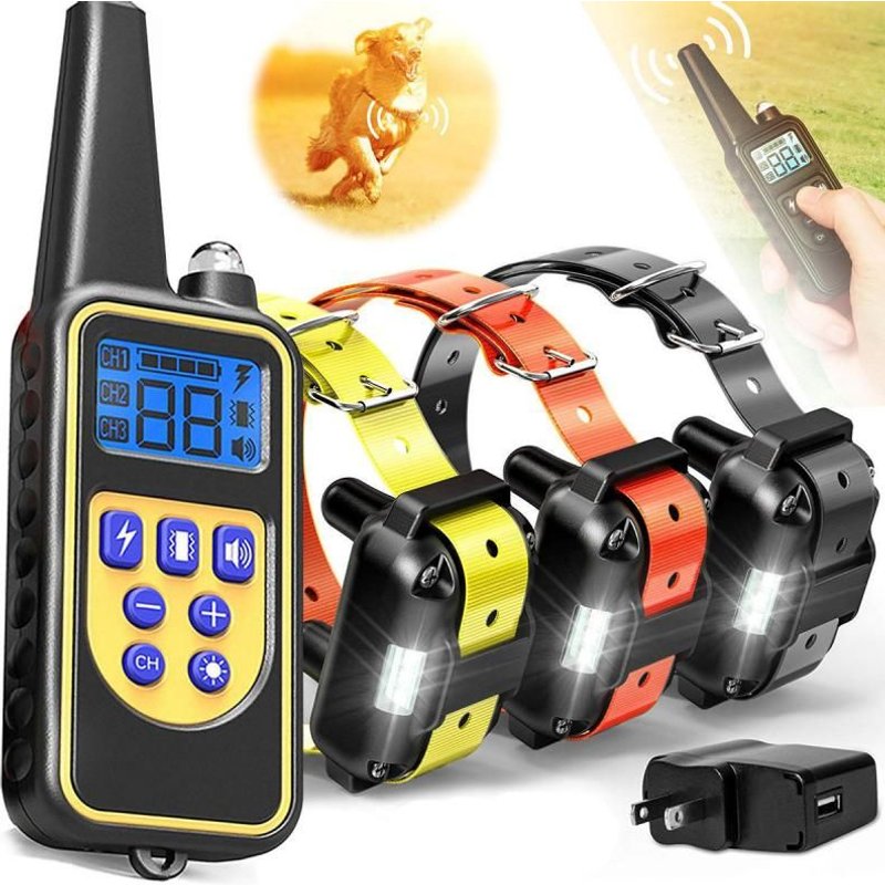 As Show - Blackorangeyellow - Collier'entraînement Électrique À Distance Pour Chien, 800 Yards, Écran Lcd Étanche Et Rechargeable, Pour Toutes Les Tailles, Mode De Vibration Et De Choc