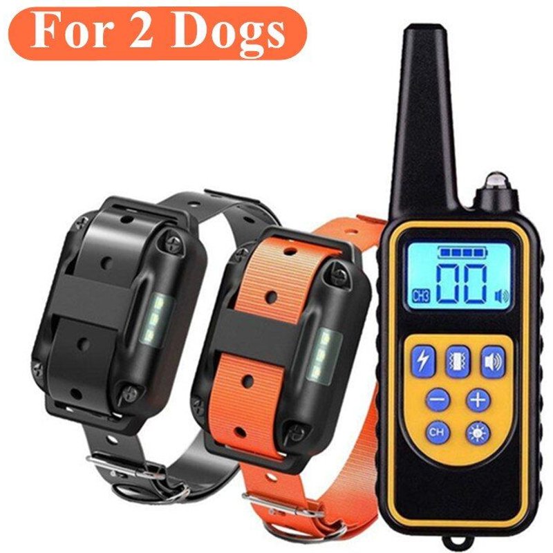 Ue Plug - Pour 2 Chiens - Collier'entraînement Électrique Pour Chien, 800m, Télécommande Pour Animal Domestique, Étanche, Rechargeable, Avec Son De Choc Et Vibration