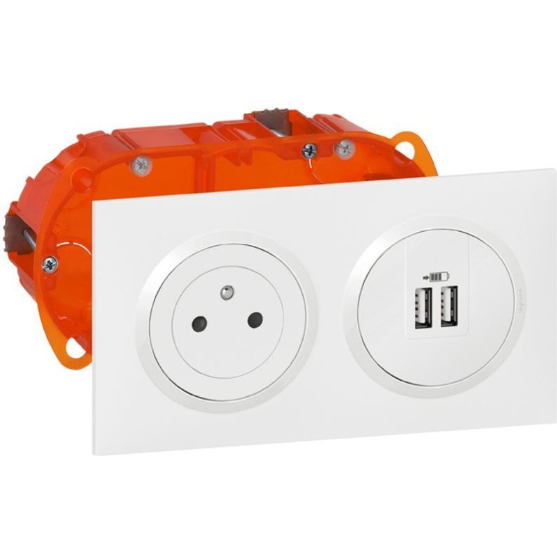 KIT 2P+T/2XUSB PRECA BLANC