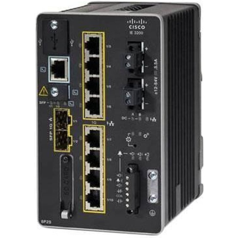 Cisco Catalyst IE3200 Rugged Series - Network Essentials - commutateur - Géré - 8 x 10/100/1000 (PoE+) + 2 x Gigabit SFP - Montage sur rail DIN - PoE+ (240 W) - DC power