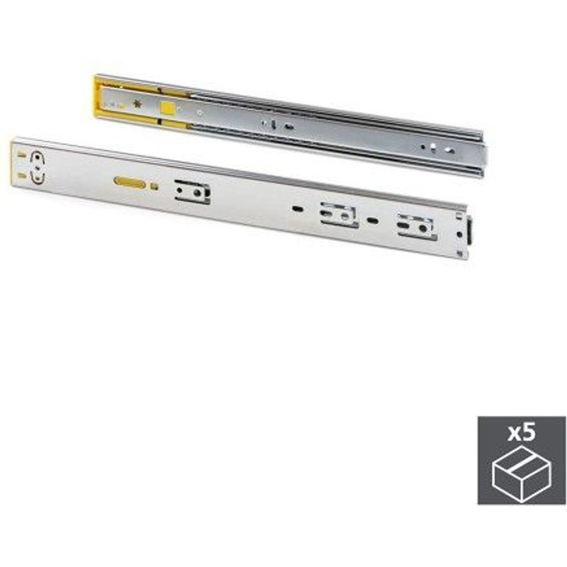 Paire de coulisses à billes - 45 x 400 mm - push et amortisseur - zingué - 5 paires EMUCA