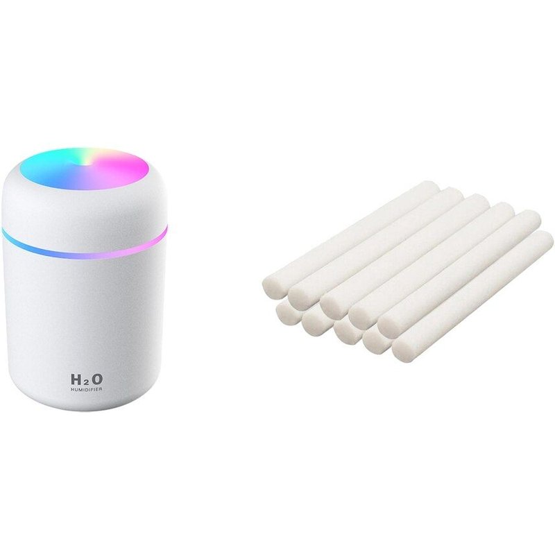 Diffuseur d'huile essentielle USB humidificateur d'air blanc + 10 pièces bâtons de filtre en coton