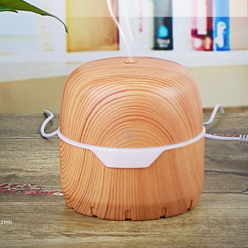 Mini humidificateur d'air électrique, 300ml, USB, Grain de bois, lumières LED 7 couleurs, diffuseur d'huile essentielle, brume, pour maison, voiture