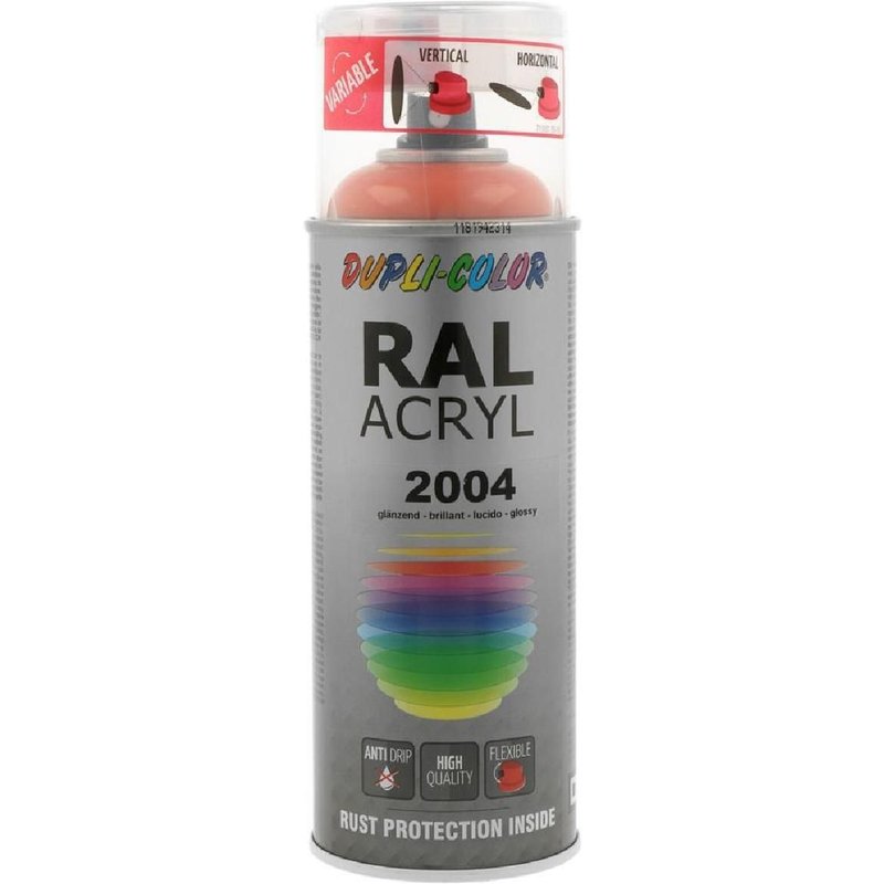 Peinture Acrylique Ral 2004 Orange Pur Brillant 400 Ml Dupli Color