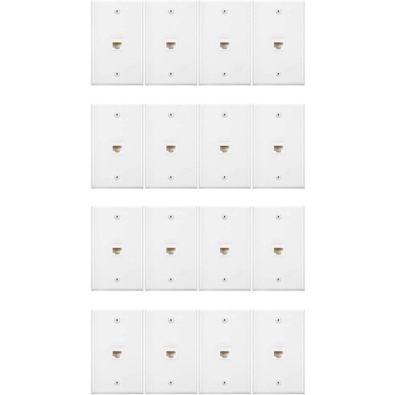 Plaque murale Ethernet 16 pièces, plaques de coupleur en ligne RJ45 Cat6 femelle à femelle, plaques frontales de câble Ethernet