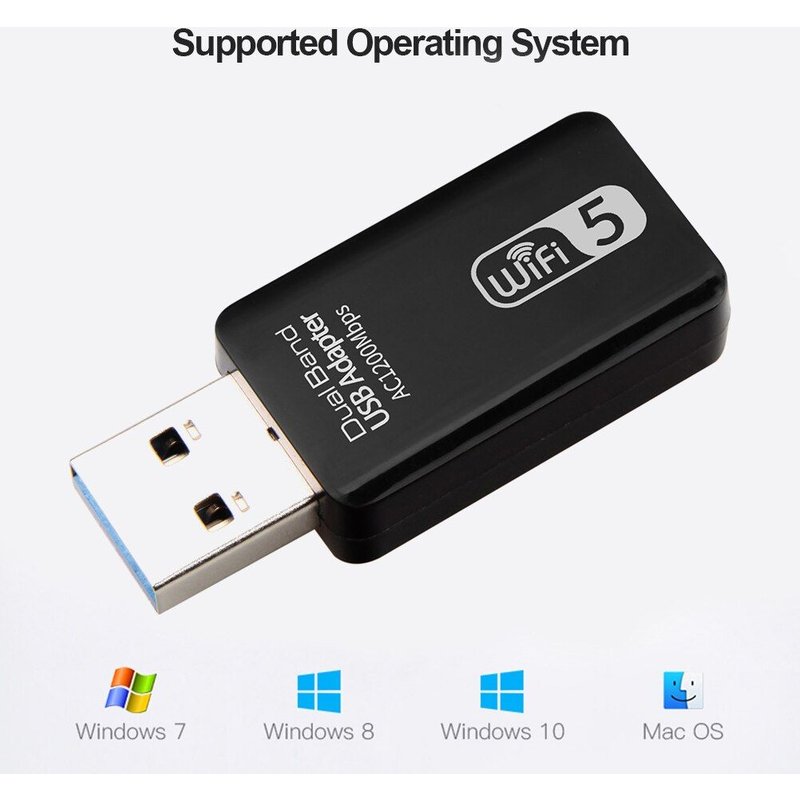 Adaptateur récepteur Wifi USB 1200/5 ghz, 2.4 Mbps, double bande, carte réseau sans fil, Dongle, haute vitesse, AC