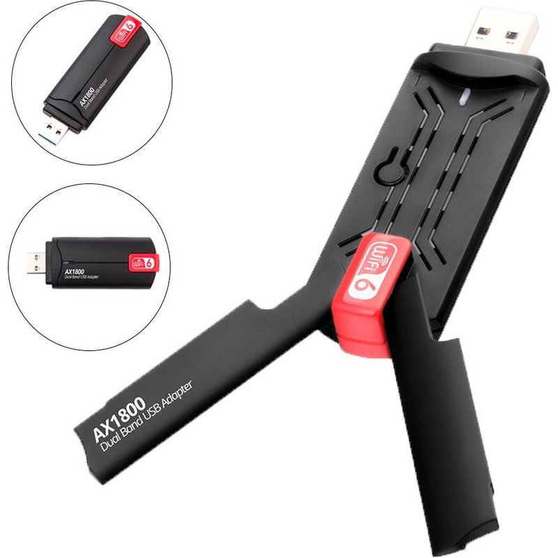 Adaptateur WiFi 6 USB AX1800 double bande, 2.4/5GHz, Dongle Wi-Fi sans fil, carte réseau, USB 3.0, pour Windows 7/10/11