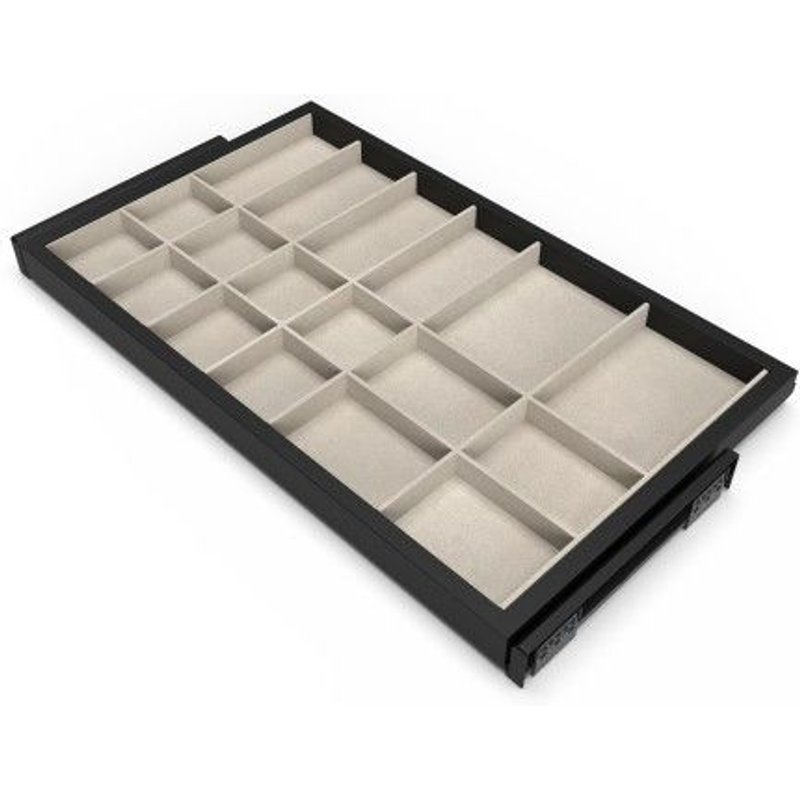 Tiroir organiseur avec coulisses Hack - largeur 800 mm - gris et noir EMUCA