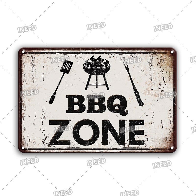 20x30cm - Autocollants Muraux Rétro En Métal, Plaque En Fer, Signe En Étain, Pour Barbecue, Cuisine, Cour, Accessoires Muraux, Décoration De La Maison