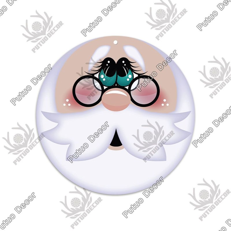 20 Cm - Panneau Rond En Bois Pour Halloween, Visage Mignon, Bonhomme De Neige, Plaque De Bois, Épouvantail Fantôme, Couronne De Visages'animaux, Décoration Murale De Noël Pour La Maison