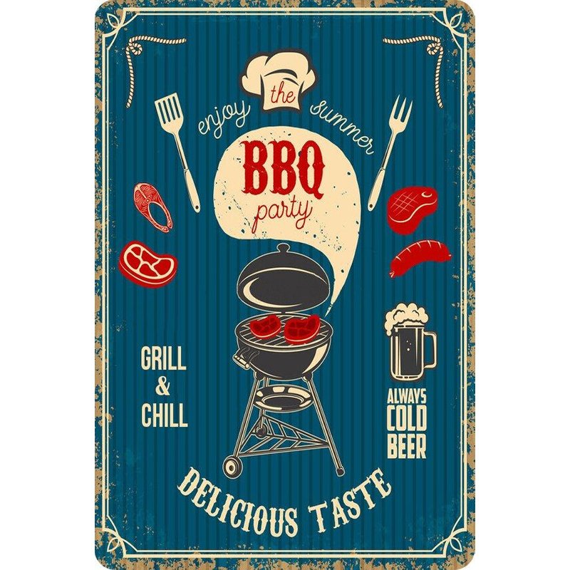 20x30cm - Plaque Métallique Pour Barbecue, Plaque De Poêle À Viande, Peinture Rétro, Signe En Fer Et Étain, Tableau'art Mural Pour Jardin, Maison, Décor De Salon