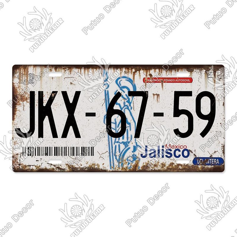 5.9x11.8 Pouces - Plaque'immatriculation Vintage Du Mexique, Plaque Métallique En Étain Vintage Pour Homme, Décor Mural Pour Garage, Bar, Pub, Café