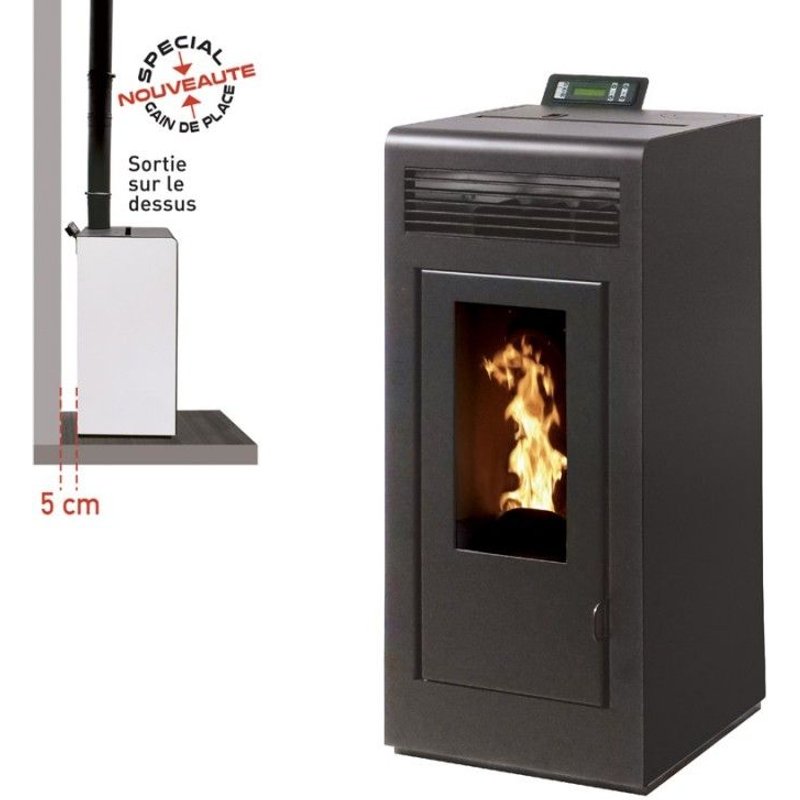 Poêle à granules MARINA 11KW Etanche sortie dessus + Conduit 80/125 - Noir