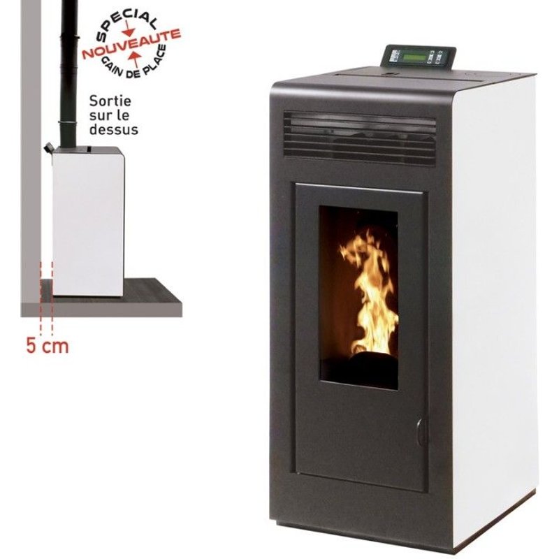 Poêle à granules MARINA 11KW Etanche sortie dessus + Conduit 80/125 - Blanc