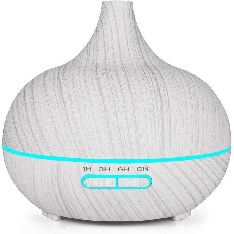 Humidificateur d'air électrique ultrasonique pour maison, diffuseur d'huile aromatique au Grain de bois blanc, lumières Led 7 couleurs, 400Ml