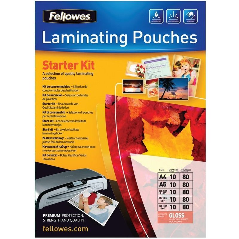 Reliure dossier Fellowes Starter kit plastification 80 microns