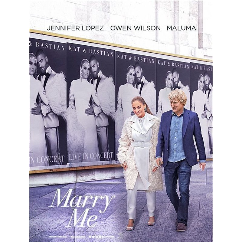 Marry Me - Affiche Originale De Cinéma - Format 40x60 Cm - Un Film De Kat Coiro Avec Jennifer Lopez, Owen Wilson, Maluma John Bradley, Sarah Silverman, Chloe Coleman - Année 2022