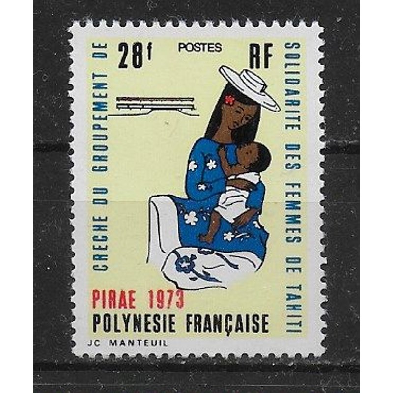 Polynesie 1973 : Crèche Du Groupement De Solidarité De Femmes De Tahiti - Timbre 28 F. Multicolore Neuf ** Cote 13,30 Euros
