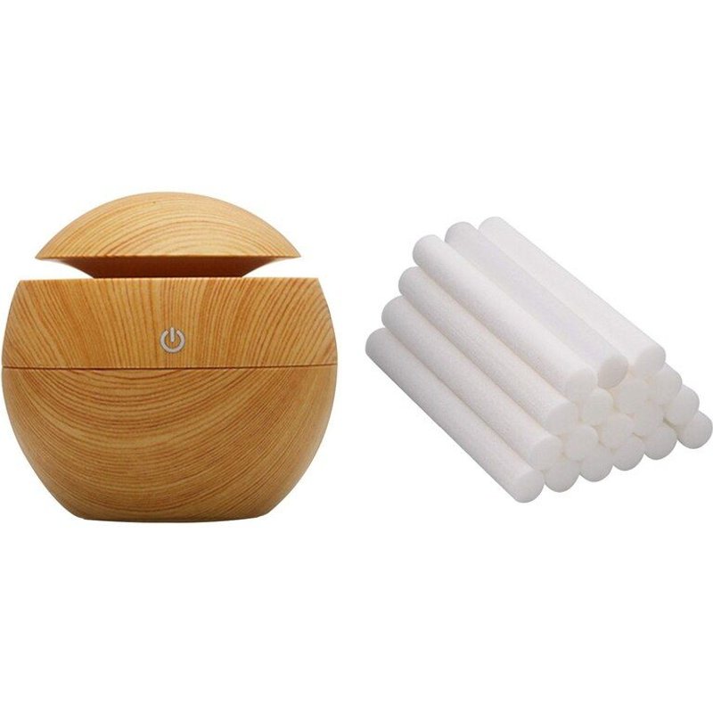 Diffuseur d'huile essentielle et d'arôme, humidificateur à brume fraîche ultrasonique en bois clair et 10 pièces/paquet, remplacement de filtre d'humidification